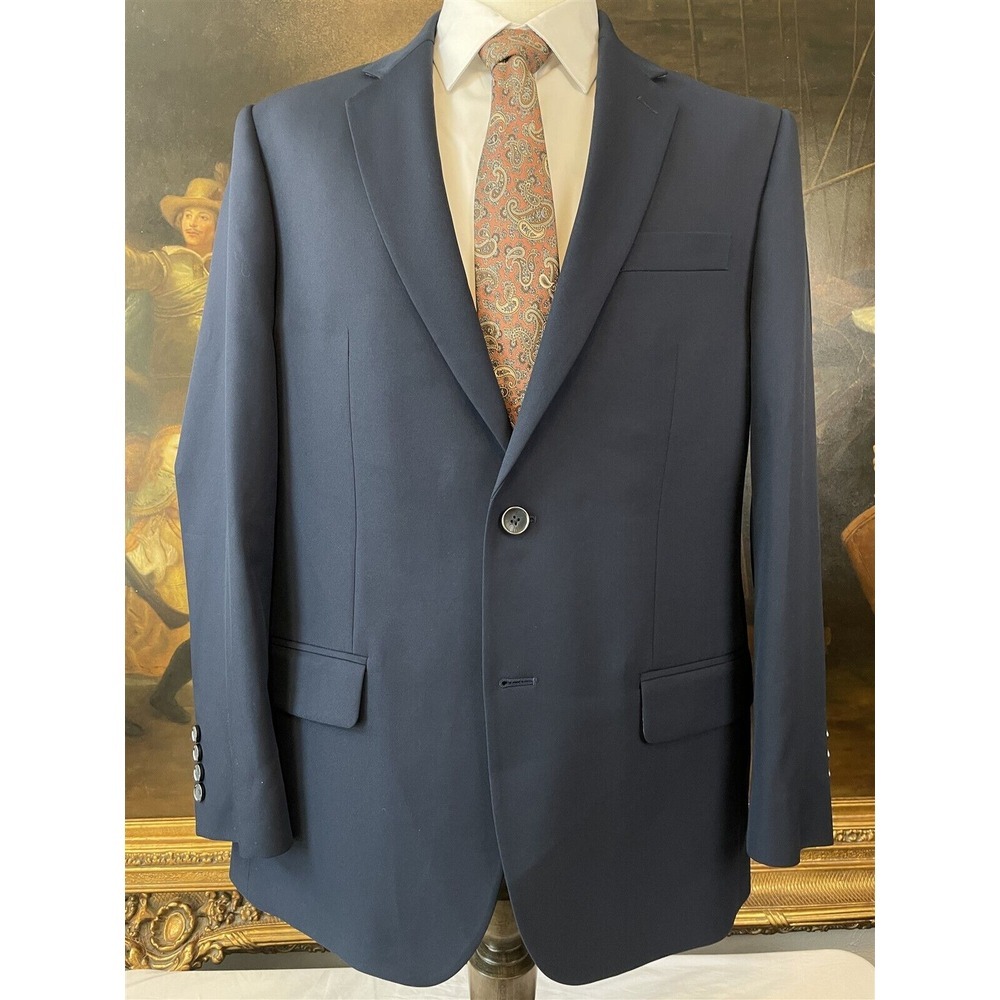 NEW Saddlebred 44R Navy Performance Blazer Zip Pocket 2Btn Jacket Sport‎ Coat